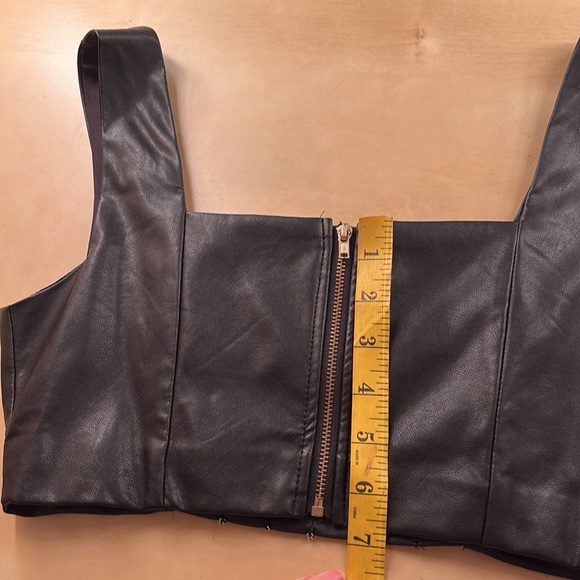 Forever 21 Faux Leather and Chain Crop Top. Wide straps. - Picture 4 of 5